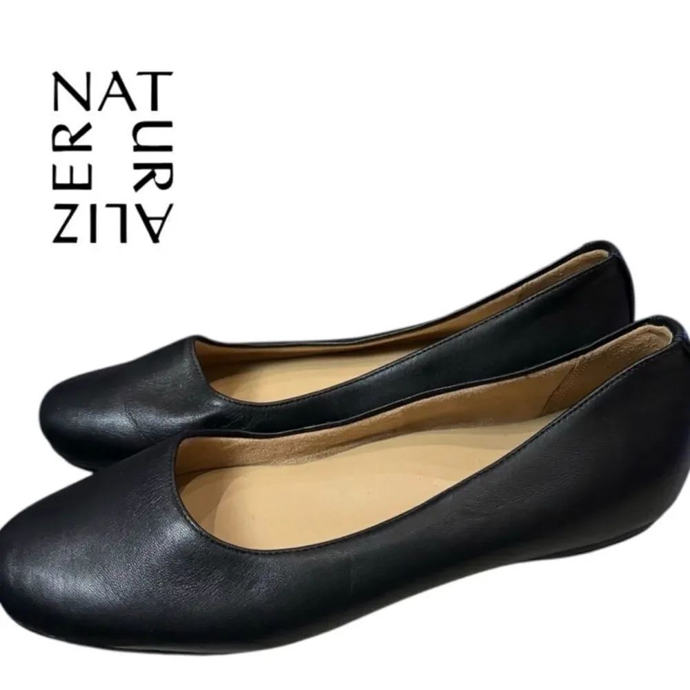 Naturalizer Maxwell Black Leather Ballet Flats Size 10M EUC